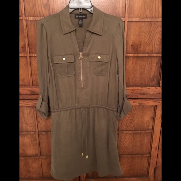 EUC SHARP LOOKING OLIVE GREEN SHIRT DRESS SIZE 4 - Picture 1 of 4